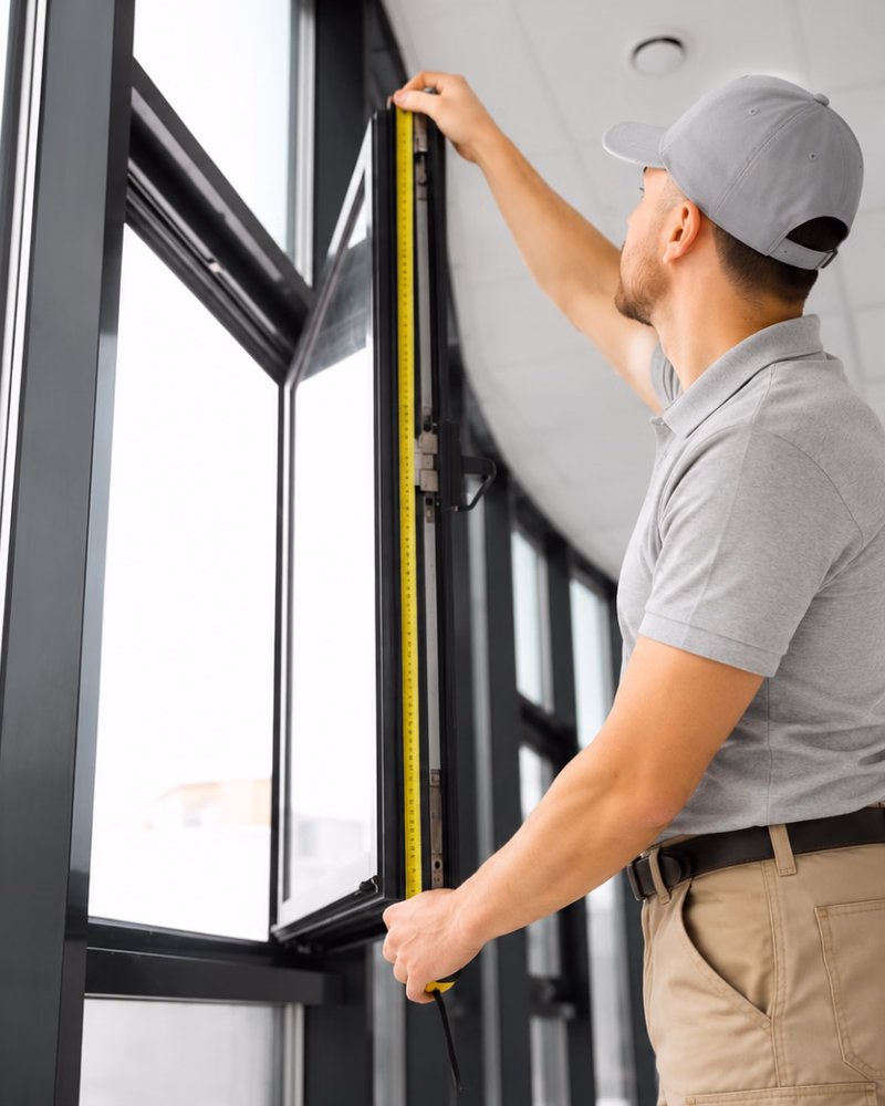 Technician replacing a misted double glazed window unit