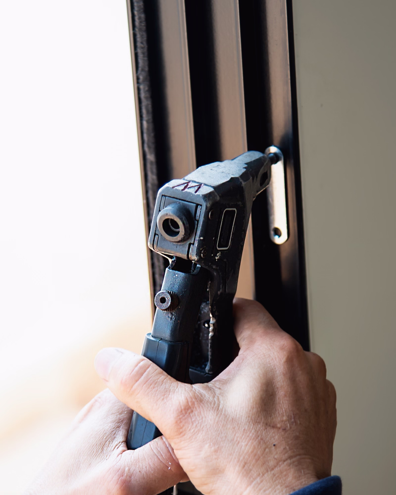 Window friction hinge replacement in progress